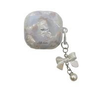 SCJLSDA Custodia per auricolari per Samsung Galaxy Buds FE/Galaxy Buds 2/Pro/Galaxy Buds Live, graziosa custodia per auricolari con fiocco viola Kawaii per donne e ragazze (bianco)