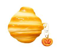 SCJLSDA Custodia protettiva per Huawei Freeclip con simpatico design 3D con croissant e pane in 3D, in morbido silicone, supporto per ricarica wireless (cornetti)