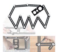 SCKUBMF Righello di misurazione multi-angolo, in lega di alluminio, 17,5 cm x 25 cm, pieghevole, nero