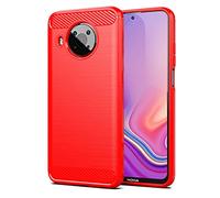 S over Compatibile con Nokia X10 e X20 Cover Nokia X10 e X20 Case, [Rosso] Effetto Spazzolato in Fibra di Carbonio, Anti-Impronta, Resistente all'Usura e ai Graffi, Paraurti Anti-collisione