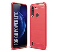 SCL Custodia compatibile con Moto G8 Power Lite Case Motorola G8 Power Lite, [Rosso] effetto fibra di carbonio Gel Grip Cover [Antigraffio] [Anti Collisione] compatibile con Moto G8 Power Lite