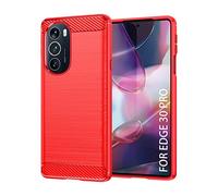 S ustodia per Moto Edge 30 Pro, custodia per Motorola Edge 30 Pro, colore rosso, effetto fibra di carbonio, copertura protettiva in gel [antigraffio] [anti collisione] custodia compatibile con