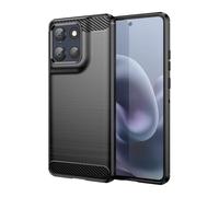 SCL Custodia per Motorola Moto G86 e G86 Power, texture spazzolata antiscivolo con design in fibra di carbonio, cover protettiva antiurto in morbido TPU - nero