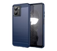 S ustodia per telefono per HMD Fusion, texture spazzolata antiscivolo con design in fibra di carbonio, custodia protettiva antiurto in morbido TPU - blu
