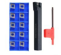 SCLCR1212H09 Portautensili per tornio, con 10 pezzi CCMT09T304, inserti da taglio in carburo, per utensili per tornio CNC, supporto inserto indicizzabile, 12 x 100 mm