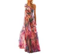SCLEROPAGES Abito da sera lungo, da donna, con stampa floreale, elegante, formale, da sposa, da principessa, da damigella d'onore, 1, S