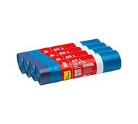 SCLEY LDPE-Abfallbeutel mit Klebeband, kompatibel mit gängigen Mülleimern, integrierter Gürtel zum einfachen Öffnen, langlebig, 1 Packung x 4 Stück, Fassungsvermögen 60 l