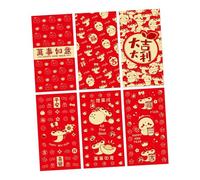 Sclmgo 6 Pezzi Buste Rosse per Il Capodanno Cinese, Pacchetto Rosso di Denaro, Decorazione Hongbao, Carina per La Festa di Inaugurazione D, Style C