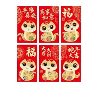 Sclmgo 6 Pezzi Buste Rosse per Il Capodanno Cinese, Pacchetto Rosso di Denaro, Decorazione Hongbao, Carina per La Festa di Inaugurazione D, Style a