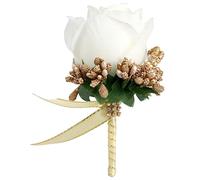 Sclmgo Accessori Decorativi per Lo Sposo con Simulati, Bianco e oro