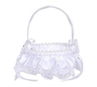 Sclmgo Cestino Rustico per Damigelle d'Onore, Cestino di Fiori in Pizzo, Cestino Portaoggetti con Perle, Cestino per La Cerimonia di Fidanzamento, Decora, Stile e