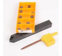 SCMCN1212H06 12 x 100 mm Porta utensili per tornio con 10 inserti in carburo CCMT060204 VP15TF, gambo destro in lega di acciaio, vite M2.5