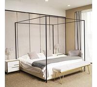 SCMTY WMNC003 - Telaio per letto a baldacchino in metallo per letto king size in acciaio inox a quattro angoli per zanzariere con telaio in metallo e legno (tipo 2 nero), WMNC003