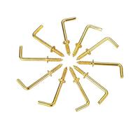 SCMYZLYD Ganci ad angolo retto, L Shaped Right Angle Screw Hooks Zinc Alloy Gold Multiple Sizes Pack of 10