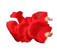 SCMYZLYD Ventagli per Danza del Ventre, Veli di Seta Veri e propri, ventagli da Ballo, 1 Paio, sete Fatte a Mano, Colori Nero+Rosso+Verde, L-180cm-90cm(As Picture8,S 120cm 90cm)