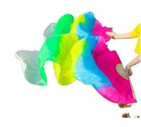 SCMYZLYD Ventagli per Danza del Ventre, Veli di Seta Veri e propri, ventagli da Ballo, 1 Paio, sete Fatte a Mano, Colori Nero+Rosso+Verde, L-180cm-90cm(As Picture12,L 180cm 90cm)