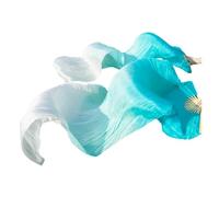 SCMYZLYD Ventagli per Danza del Ventre, Veli di Seta Veri e propri, ventagli da Ballo, 1 Paio, sete Fatte a Mano, Colori Nero+Rosso+Verde, L-180cm-90cm(As Picture7,S 120cm 90cm)