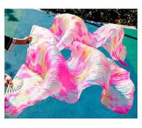 SCMYZLYD Ventagli per Danza del Ventre, Veli di Seta Veri e propri, ventagli da Ballo, 1 Paio, sete Fatte a Mano, Colori Nero+Rosso+Verde, L-180cm-90cm(As Picture14,L 180cm 90cm)