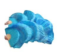 SCMYZLYD Ventagli per Danza del Ventre, Veli di Seta Veri e propri, ventagli da Ballo, 1 Paio, sete Fatte a Mano, Colori Nero+Rosso+Verde, L-180cm-90cm(As Picture9,S 120cm 90cm)