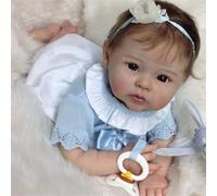 Scnbom Bambole Reborn 22inch 55cm Che sembrano Vere Bambola Silicone Originali bambolotti Femmina realistica Maschio Occhi Aperti Baby Dolls Toddler (white)
