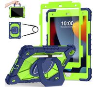 Scnioy Custodia per iPad 9a 8a 7a generazione iPad 10.2 pollici 9th Gen Tablet Cover con pellicola protettiva per lo schermo portapenne per bambini Supporto girevole a 360°, verde navy