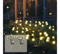 SCNNC Lampade Solari Lucciole, 8 LEDs Luci Solari da Esterno IP65 Impermeabile 2 Modalità Bianco Caldo, per Giardino e Balcone, 2 Pezzi
