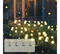 SCNNC Lampade Solari Lucciole da Giardino, 8 LEDs Lucciole Solari da Esterno IP65 Impermeabile 2 Modalità Bianco Caldo, Luci Solari Giardino Lucciole per Giardino Patio Balcone Cortile, 4 Pezzi