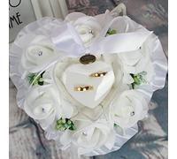 Scnvsi Scatola portafedi Regalo a Forma di Cuore Cuscino Cuscino Fiore Rosa Cuscino per FEDI Nuziali Scatola portafedi Bomboniere 15x9 cm