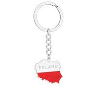 Scnvsi Squisito Portachiavi con Bandiera della Polonia Portachiavi con Mappa della Polonia di Lunga Durata Portachiavi in Acciaio al Titanio Sbiadito per viaggiatori