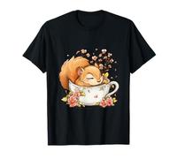 Scoiattolo addormentato che dorme tazza floreale carino scoiattolo che dorme Maglietta