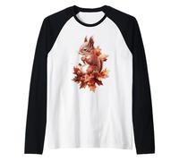 Scoiattolo Autunno Autunno Foglie Foresta Maglia con Maniche Raglan