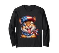 Scoiattolo bandiera americana 4 luglio carino animale patriottico Maglia a Manica