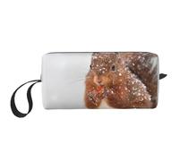 Scoiattolo carino nella neve stampato, Borsa per il trucco Borsa per cosmetici Borsa da toilette da viaggio portatile Borsa per trucco Organizer