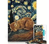 Scoiattolo che dorme sotto un cielo stellato - Puzzle da 1000 pezzi per adolescenti - Gioco di sfida per la mente - Divertimento condiviso - Trazione chiara - Sorpresa calorosa 50x75cm