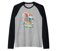Scoiattolo Che Gioca a Calcio Numero 7 Divertimento Maglia con Maniche Raglan