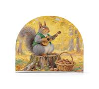 Scoiattolo che suona la chitarra Autunno Portatovaglioli in acrilico oro per esterni, sala da pranzo autoportante tovagliolo e portautensili decorazione per la casa per tavolo, cucina