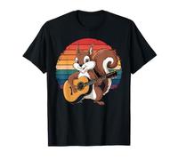 Scoiattolo Che Suona la Chitarra Vintage Chitarra retrò Rock Chitarrista Maglietta