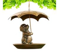 Scoiattolo che tiene un mangiatore di ombrello, mangiatoia per con ombrello | Simpatico scoiattolo metallico che tiene un mangiatore di ombrello | Decorazioni da giardino