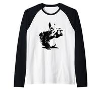 Scoiattolo con boombox retrò divertente carino Maglia con Maniche Raglan