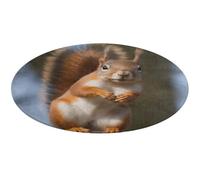 Scoiattolo, divertente tappeto con animali, lavabile, rotondo, antiscivolo, per soggiorno, camera da letto, tappeto moderno e corallo, ideale come regalo per camera da letto, 60 x 60 cm