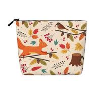 Scoiattolo e autunno, Borsa per cosmetici in lino sintetico Borsa per trucco Borsa da viaggio portatile