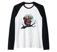 Scoiattolo Fresco con Occhiali da Sole al Chiaro di Luna Maglia con Maniche Raglan