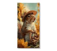 Scoiattolo girasole copertura porta banner decorativo, affascinante arte rustica animale decorazione porta d'ingresso, interni ed esterni autunno raccolto festival forniture 91 x 183 cm