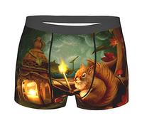 Scoiattolo Illuminazione Notte Degli Uomini Boxer Slip Biancheria Intima Boxer Ragazzi,Pantaloncini Da Uomo Regolare Pantaloncini Da Uomo Ad Asciugatura Rapida, Come nella foto, L