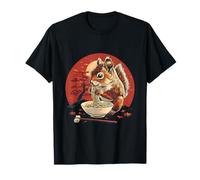 Scoiattolo Mangiare Ramen Tagliatelle Giapponesi Opere D'arte Autunno Luna Maglietta