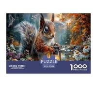 Scoiattolo Puzzle Impossibili 1000 Pezzi Torrente nella foresta autunnale Decorazione Per La Casa. Rilassamento E Intelligence Per Adulti E Bambini Da 12 Anni 52x38cm/1000pcs