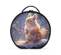 Scoiattolo Simpatico Cartone Animato Trucco Astuccio da Toilette Borse Rotondo Toeletta Scatola Cosmetica Borsa Creativo con Divisori Regolabili per Donna