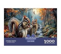 Scoiattolo striato Jigsaw Puzzle Impossibili 1000 Pezzi Ruscello nella Foresta autunnale Decorazione Per La Casa. Rilassamento E Intelligence Per Adulti E Ragazzi Da 14 Anni 52x38cm/1000pcs