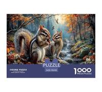 Scoiattolo striato Jigsaw Puzzle Impossible 1000 Pezzi Ruscello nella Foresta autunnale Decorazione Per La Casa. Giochi Rilassamento E Intelligence Per Adulti E Ragazzi Da 14 Anni 70x50cm/1000pcs