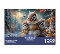 Scoiattolo striato Jigsaw Puzzle Impossible 1000 Pezzi Ruscello nella foresta invernale Decorazione Per La Casa. Rilassamento E Intelligence Per Adulti E Bambini Da 12 Anni 38x26cm/1000pcs